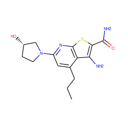 CCCc1cc(N2CC[C@H](O)C2)nc2sc(C(N)=O)c(N)c12 ZINC000045324382