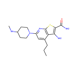 CCCc1cc(N2CCC(NC)CC2)nc2sc(C(N)=O)c(N)c12 ZINC000045254262