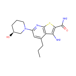 CCCc1cc(N2CCC[C@H](O)C2)nc2sc(C(N)=O)c(N)c12 ZINC000045290552