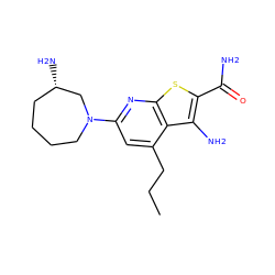 CCCc1cc(N2CCCC[C@H](N)C2)nc2sc(C(N)=O)c(N)c12 ZINC000045245406