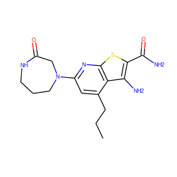 CCCc1cc(N2CCCNC(=O)C2)nc2sc(C(N)=O)c(N)c12 ZINC000045286891