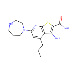 CCCc1cc(N2CCCNCC2)nc2sc(C(N)=O)c(N)c12 ZINC000045245294