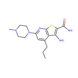 CCCc1cc(N2CCN(C)CC2)nc2sc(C(N)=O)c(N)c12 ZINC000003928166