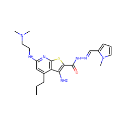 CCCc1cc(NCCN(C)C)nc2sc(C(=O)N/N=C/c3cccn3C)c(N)c12 ZINC000071330488