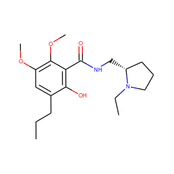 CCCc1cc(OC)c(OC)c(C(=O)NC[C@@H]2CCCN2CC)c1O ZINC000013821895