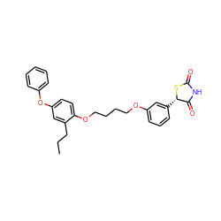 CCCc1cc(Oc2ccccc2)ccc1OCCCCOc1cccc([C@@H]2SC(=O)NC2=O)c1 ZINC000013537349