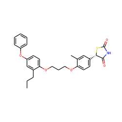 CCCc1cc(Oc2ccccc2)ccc1OCCCOc1ccc([C@@H]2SC(=O)NC2=O)cc1C ZINC000012358269