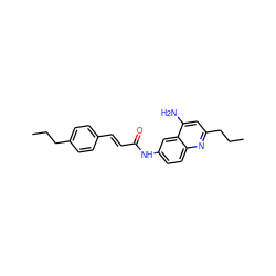 CCCc1ccc(/C=C/C(=O)Nc2ccc3nc(CCC)cc(N)c3c2)cc1 ZINC000036351840