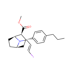 CCCc1ccc([C@@H]2C[C@H]3CC[C@@H]([C@H]2C(=O)OC)N3C/C=C/I)cc1 ZINC000028768121