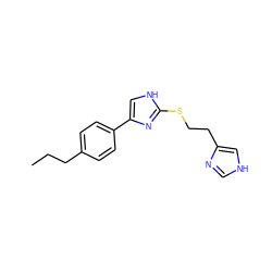 CCCc1ccc(-c2c[nH]c(SCCc3c[nH]cn3)n2)cc1 ZINC000013764181