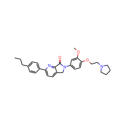 CCCc1ccc(-c2ccc3c(n2)C(=O)N(c2ccc(OCCN4CCCC4)c(OC)c2)C3)cc1 ZINC000095586471