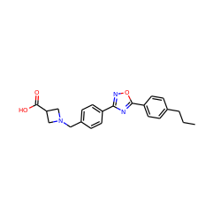 CCCc1ccc(-c2nc(-c3ccc(CN4CC(C(=O)O)C4)cc3)no2)cc1 ZINC000013673884