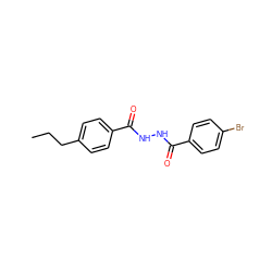 CCCc1ccc(C(=O)NNC(=O)c2ccc(Br)cc2)cc1 ZINC000001228520