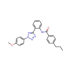 CCCc1ccc(C(=O)Nc2ccccc2-c2nnn(-c3ccc(OC)cc3)n2)cc1 ZINC000299852583