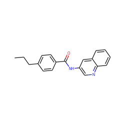 CCCc1ccc(C(=O)Nc2cnc3ccccc3c2)cc1 ZINC000000188371