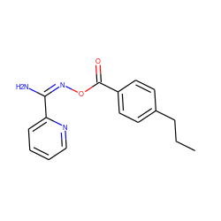 CCCc1ccc(C(=O)O/N=C(/N)c2ccccn2)cc1 ZINC000018217880