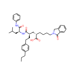 CCCc1ccc(CC[C@H](C[C@H](CCCCN2Cc3ccccc3C2=O)C(=O)O)C(=O)N[C@@H](CC(C)C)C(=O)Nc2ccccc2)cc1 ZINC000003915752