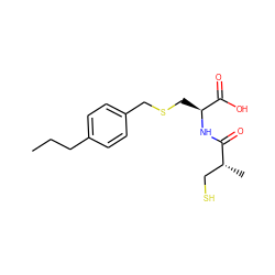 CCCc1ccc(CSC[C@H](NC(=O)[C@H](C)CS)C(=O)O)cc1 ZINC000001903248