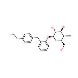 CCCc1ccc(Cc2ccccc2O[C@@H]2C[C@H](CO)[C@@H](O)[C@H](O)[C@H]2O)cc1 ZINC000072142520