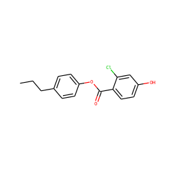 CCCc1ccc(OC(=O)c2ccc(O)cc2Cl)cc1 ZINC000000225530