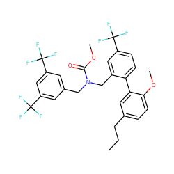 CCCc1ccc(OC)c(-c2ccc(C(F)(F)F)cc2CN(Cc2cc(C(F)(F)F)cc(C(F)(F)F)c2)C(=O)OC)c1 ZINC000064549880
