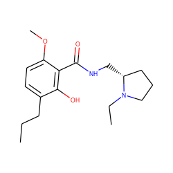 CCCc1ccc(OC)c(C(=O)NC[C@@H]2CCCN2CC)c1O ZINC000028257421