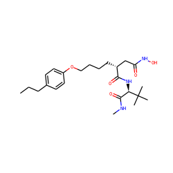 CCCc1ccc(OCCCC[C@H](CC(=O)NO)C(=O)N[C@H](C(=O)NC)C(C)(C)C)cc1 ZINC000013741992