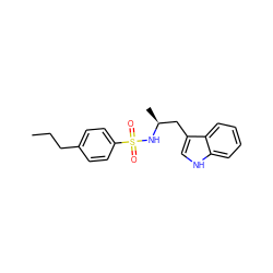 CCCc1ccc(S(=O)(=O)N[C@@H](C)Cc2c[nH]c3ccccc23)cc1 ZINC000028820476