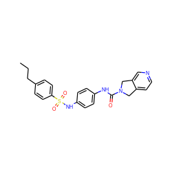 CCCc1ccc(S(=O)(=O)Nc2ccc(NC(=O)N3Cc4ccncc4C3)cc2)cc1 ZINC000166684562