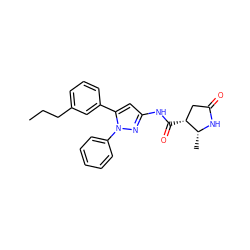 CCCc1cccc(-c2cc(NC(=O)[C@@H]3CC(=O)N[C@@H]3C)nn2-c2ccccc2)c1 ZINC000169706954