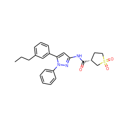 CCCc1cccc(-c2cc(NC(=O)[C@@H]3CCS(=O)(=O)C3)nn2-c2ccccc2)c1 ZINC000169707235