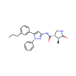 CCCc1cccc(-c2cc(NC(=O)[C@@H]3CNC(=O)[C@H]3C)nn2-c2ccccc2)c1 ZINC000169706973