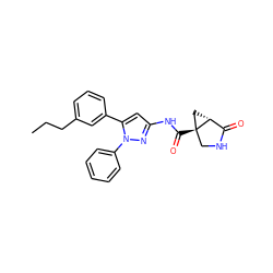 CCCc1cccc(-c2cc(NC(=O)[C@]34CNC(=O)[C@H]3C4)nn2-c2ccccc2)c1 ZINC000143737935