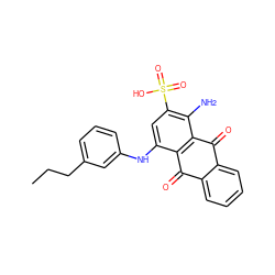 CCCc1cccc(Nc2cc(S(=O)(=O)O)c(N)c3c2C(=O)c2ccccc2C3=O)c1 ZINC001772634069