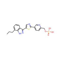 CCCc1cccc2c(-c3cnc(-c4ccc(COP(=O)(O)O)nc4)s3)n[nH]c12 ZINC000653780756