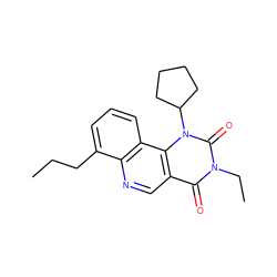 CCCc1cccc2c1ncc1c(=O)n(CC)c(=O)n(C3CCCC3)c12 ZINC000117790607