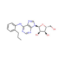 CCCc1ccccc1Nc1ncnc2c1ncn2[C@H]1O[C@H](CO)[C@@H](O)[C@H]1O ZINC000049111079