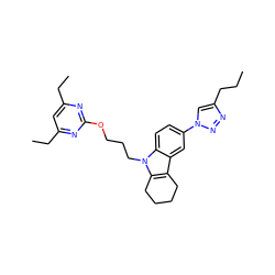 CCCc1cn(-c2ccc3c(c2)c2c(n3CCCOc3nc(CC)cc(CC)n3)CCCC2)nn1 ZINC000095576391