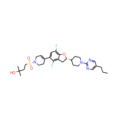 CCCc1cnc(N2CCC([C@@H]3Cc4c(F)c(C5=CCN(S(=O)(=O)CCC(C)(C)O)CC5)cc(F)c4O3)CC2)nc1 ZINC000169337200