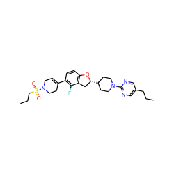 CCCc1cnc(N2CCC([C@@H]3Cc4c(ccc(C5=CCN(S(=O)(=O)CCC)CC5)c4F)O3)CC2)nc1 ZINC000169337182