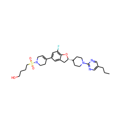 CCCc1cnc(N2CCC([C@@H]3Cc4cc(C5=CCN(S(=O)(=O)CCCCO)CC5)cc(F)c4O3)CC2)nc1 ZINC000169337193