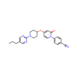 CCCc1cnc(N2CCC(Oc3ccn(-c4ccc(C#N)cc4)c(=O)c3)CC2)nc1 ZINC000118658729