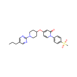 CCCc1cnc(N2CCC(Oc3ccn(-c4ccc(S(C)(=O)=O)cc4)c(=O)c3)CC2)nc1 ZINC000059067530