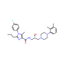 CCCc1nc(C(=O)NC[C@H](O)CN2CCN(c3cccc(C)c3C)CC2)c(C)n1-c1ccc(F)cc1 ZINC000072179905