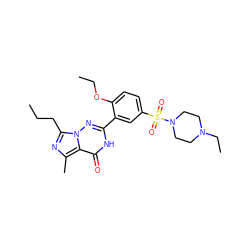 CCCc1nc(C)c2c(=O)[nH]c(-c3cc(S(=O)(=O)N4CCN(CC)CC4)ccc3OCC)nn12 ZINC000018324776