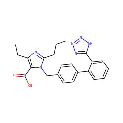 CCCc1nc(CC)c(C(=O)O)n1Cc1ccc(-c2ccccc2-c2nnn[nH]2)cc1 ZINC000003806126