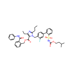CCCc1nc(CC)c(C(=O)OCc2ccccc2C(=O)Nc2ccccc2)n1Cc1ccc(-c2ccccc2S(=O)(=O)NC(=O)OCCC(C)C)cc1F ZINC000095542071