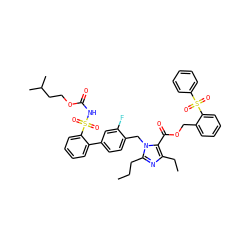 CCCc1nc(CC)c(C(=O)OCc2ccccc2S(=O)(=O)c2ccccc2)n1Cc1ccc(-c2ccccc2S(=O)(=O)NC(=O)OCCC(C)C)cc1F ZINC000095610347