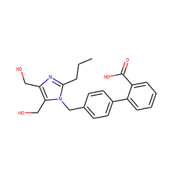 CCCc1nc(CO)c(CO)n1Cc1ccc(-c2ccccc2C(=O)O)cc1 ZINC000013745649