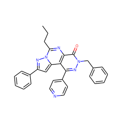 CCCc1nc2c(=O)n(Cc3ccccc3)nc(-c3ccncc3)c2c2cc(-c3ccccc3)nn12 ZINC000064436719